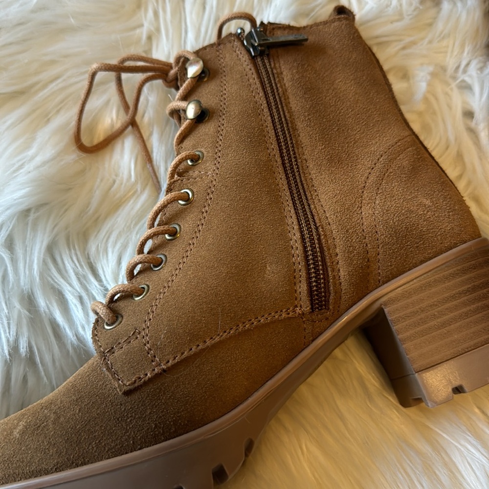 Brown Suede Lace-Up Ankle Boots - Picture 6 of 10